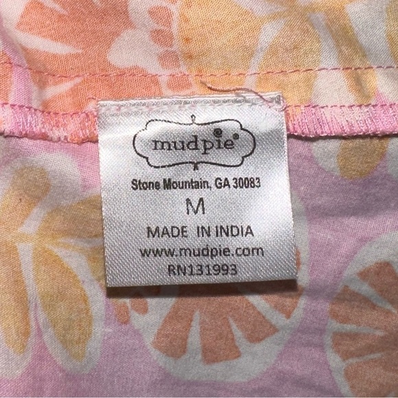 Mud Pie Becky Colorful Flutter Sleeve Cotton Poplin V-Neck Resort Style Top Sz M - Picture 11 of 12